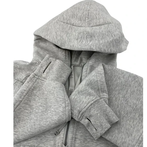 Lululemon Scuba Oversized Half Zip Hoodie Light Grey Cropped Thumbholes Sz XS/S - Picture 5 of 9
